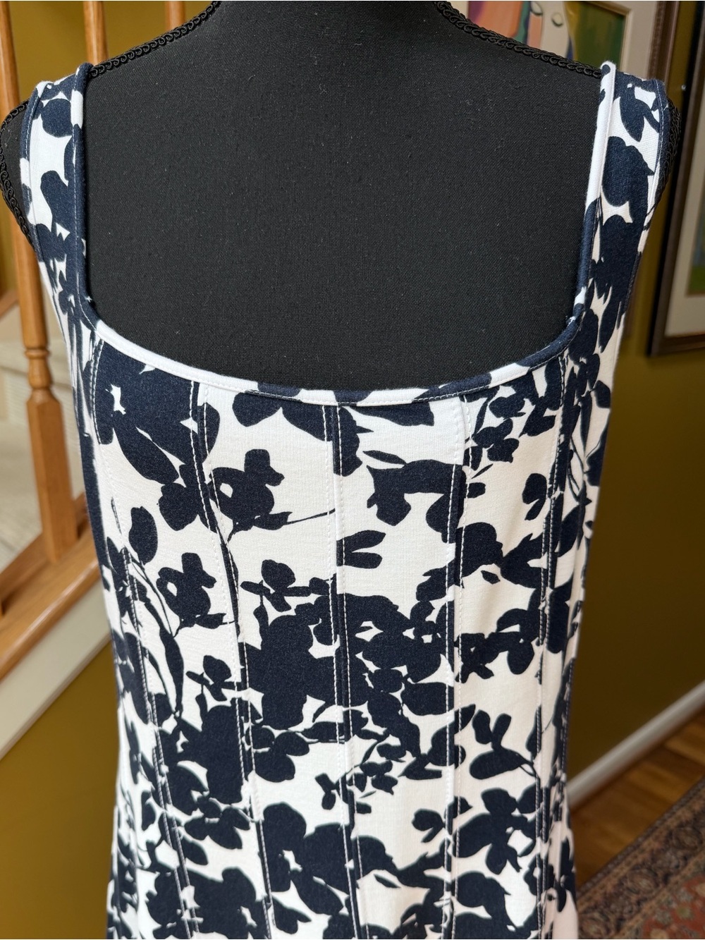 LOFT Navy & White Ponte Seamed Flared Midi Dress (Sz 14) - Picture 5 of 13